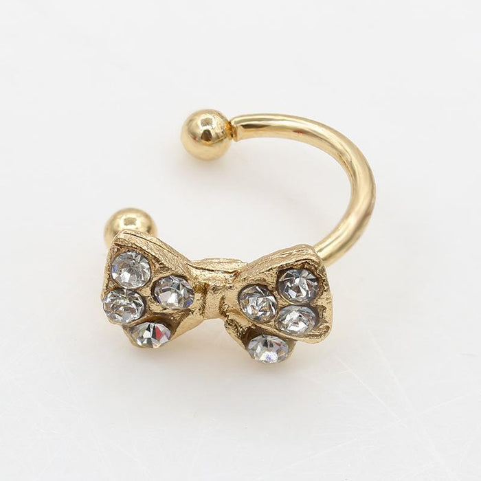 Wholesale gold alloy diamond-encrusted bow flower ear clip JDC-ES-D471 Earrings JoyasDeChina gold0977 Wholesale Jewelry JoyasDeChina Joyas De China