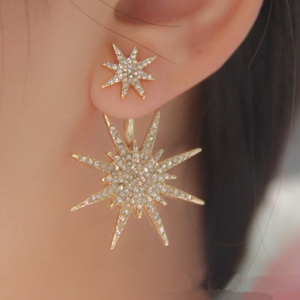 Bulk Jewelry Wholesale gold alloy diamond-encrusted snowflake earrings JDC-ES-D411 Wholesale factory from China YIWU China