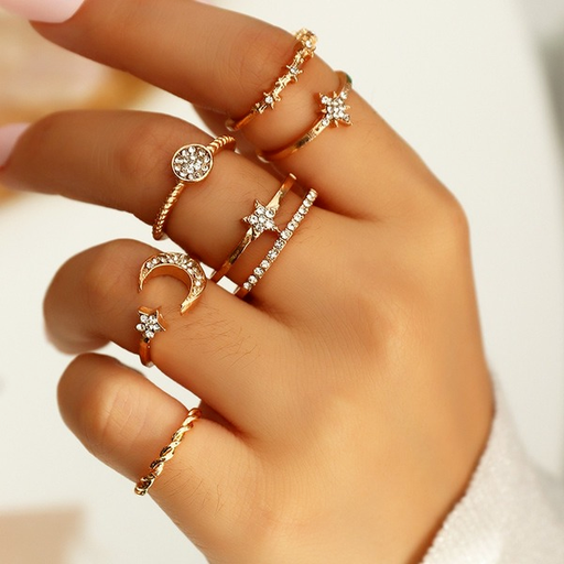 Bulk Jewelry Wholesale gold alloy diamond geometry ring JDC-RS-e089 Wholesale factory from China YIWU China