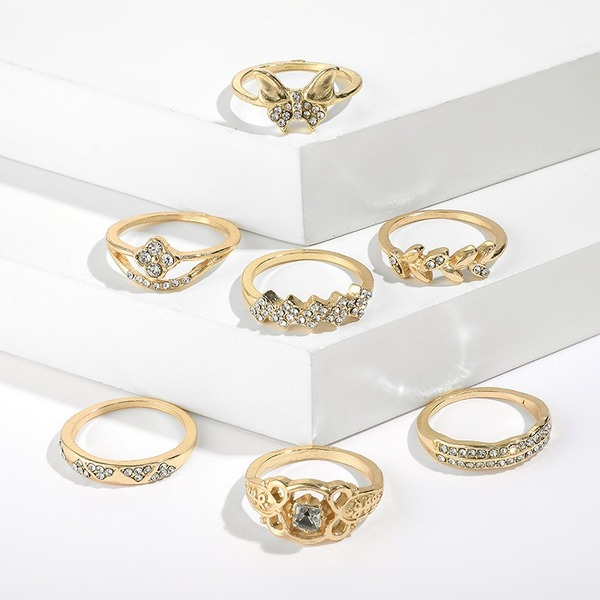 Bulk Jewelry Wholesale gold alloy diamond leaf butterfly ring set JDC-RS-C191 Wholesale factory from China YIWU China