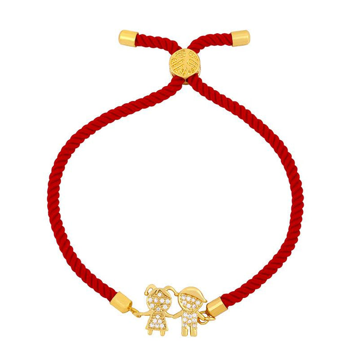 Bulk Jewelry Wholesale gold alloy diamond red rope bracelet JDC-BT-GSAS002 Wholesale factory from China YIWU China