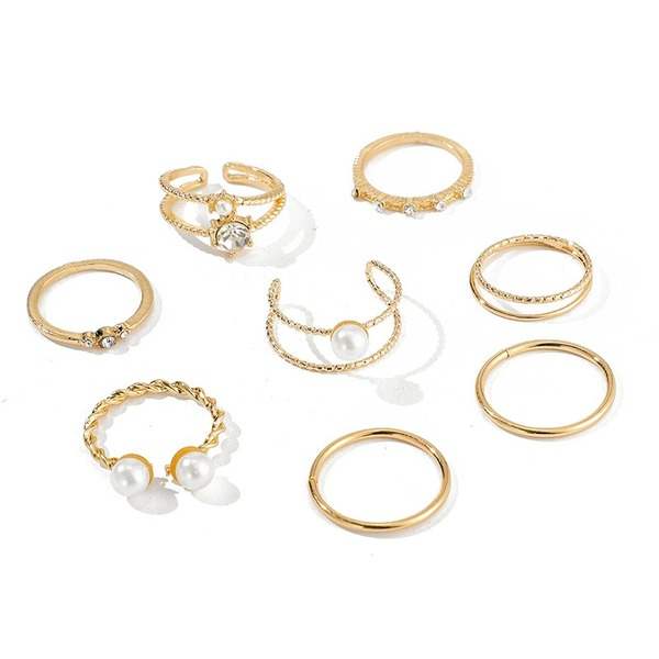 Bulk Jewelry Wholesale gold alloy diamond ring set of 8 pieces JDC-RS-C132 Wholesale factory from China YIWU China