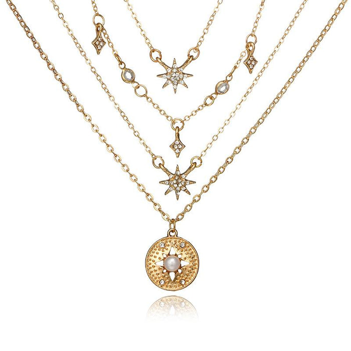 Bulk Jewelry Wholesale gold alloy diamond six-pointed star diamond necklace JDC-NE-C038 Wholesale factory from China YIWU China