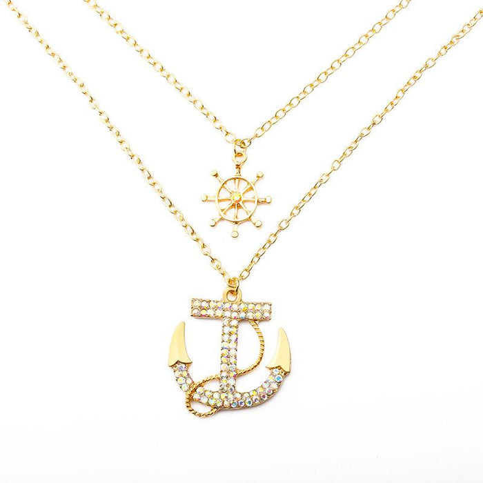 Bulk Jewelry Wholesale gold alloy double anchor necklace JDC-NE-A336 Wholesale factory from China YIWU China