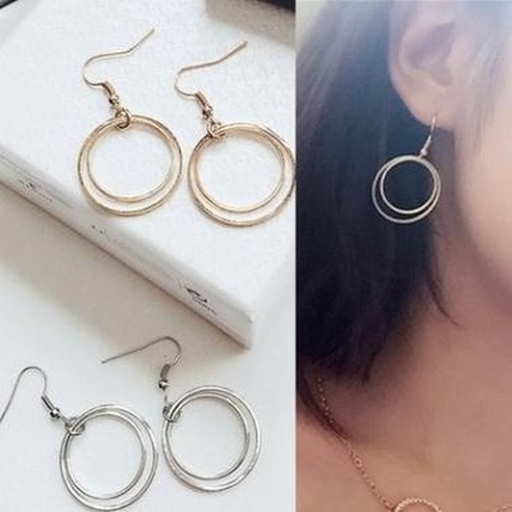 Bulk Jewelry Wholesale gold alloy double-layered small circle earrings JDC-ES-RL155 Wholesale factory from China YIWU China