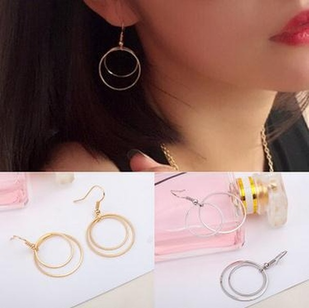 Bulk Jewelry Wholesale gold alloy double-layered small circle earrings JDC-ES-RL155 Wholesale factory from China YIWU China