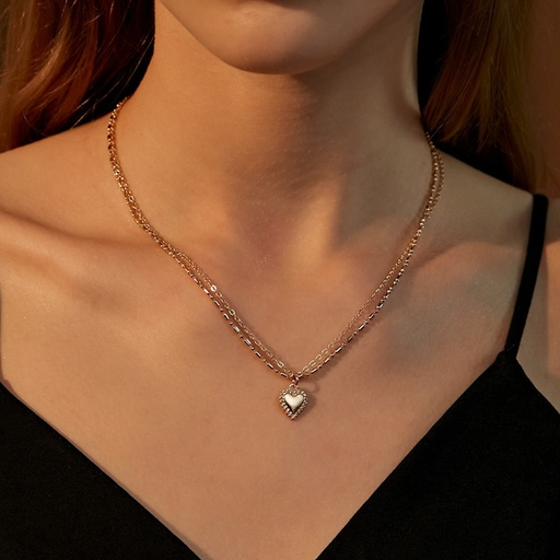 Bulk Jewelry Wholesale gold alloy double love pendant necklace JDC-NE-D665 Wholesale factory from China YIWU China