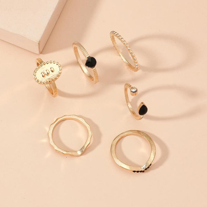 Bulk Jewelry Wholesale gold alloy drop diamond set of 6 rings JDC-RS-GSKQ014 Wholesale factory from China YIWU China