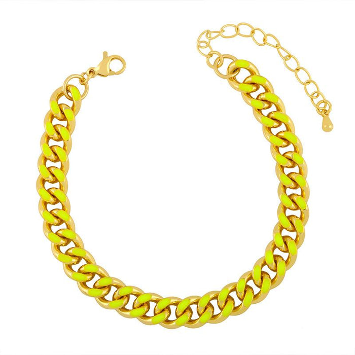 Bulk Jewelry Wholesale gold alloy drop oil color Cuba Chain Bracelet JDC-BT-AS9 Wholesale factory from China YIWU China