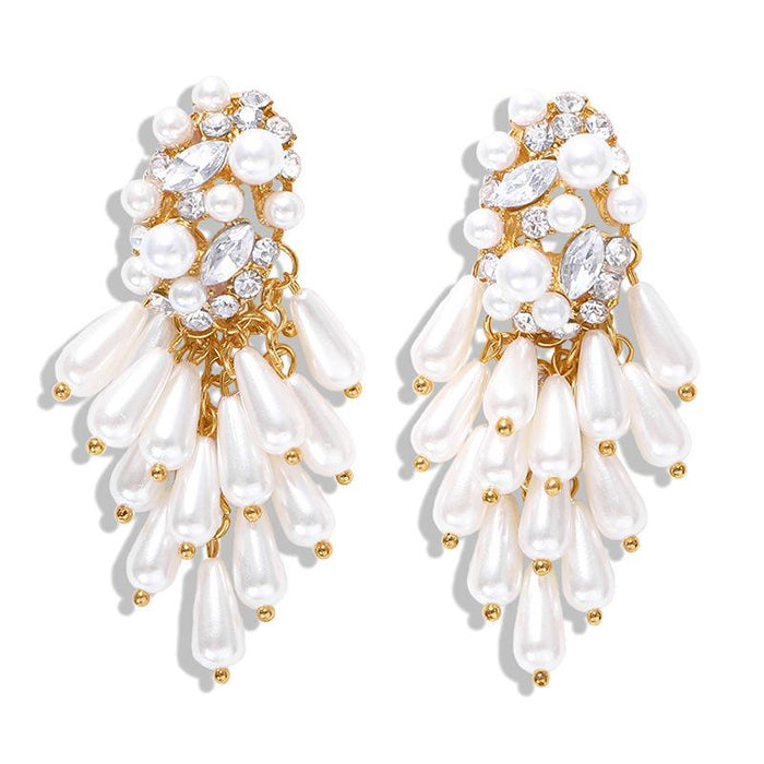 Bulk Jewelry Wholesale gold alloy drop pearl earrings JDC-ES-V088 Wholesale factory from China YIWU China