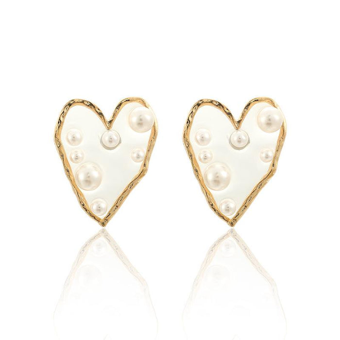 Wholesale gold alloy edging transparent love pearl earrings JDC-ES-C082 Earrings JoyasDeChina 8278 Wholesale Jewelry JoyasDeChina Joyas De China