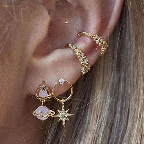 Bulk Jewelry Wholesale gold alloy eight mans star round earrings JDC-ES-GSE030 Wholesale factory from China YIWU China