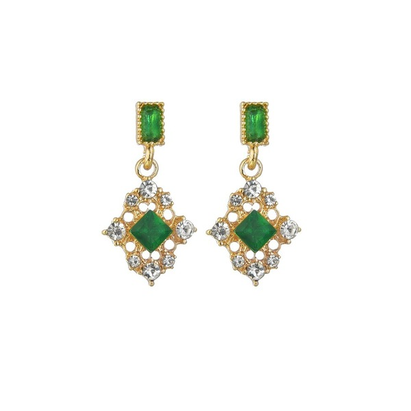 Bulk Jewelry Wholesale gold alloy emerald diamond Earrings JDC-ES-bq097 Wholesale factory from China YIWU China