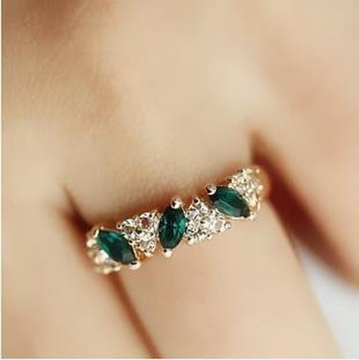 Bulk Jewelry Wholesale gold alloy emerald flash diamond ring JDC-RS-RL014 Wholesale factory from China YIWU China