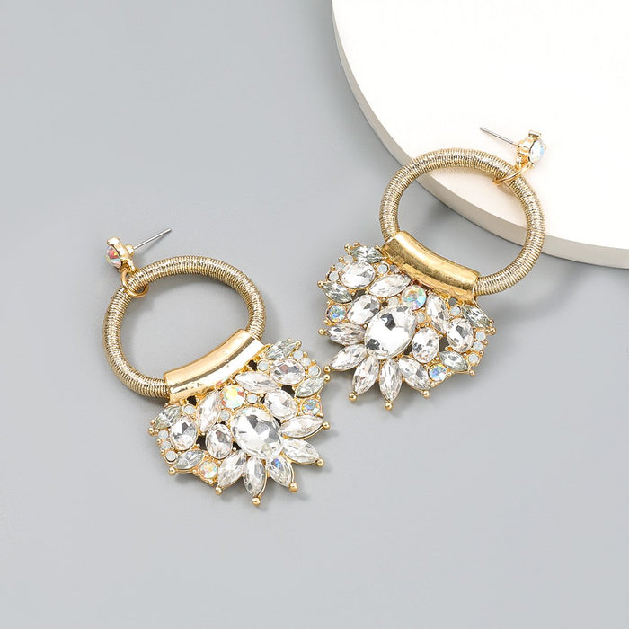 Wholesale gold alloy-encrusted diamond ekly flower earrings JDC-ES-CL006 Earrings JoyasDeChina white Wholesale Jewelry JoyasDeChina Joyas De China