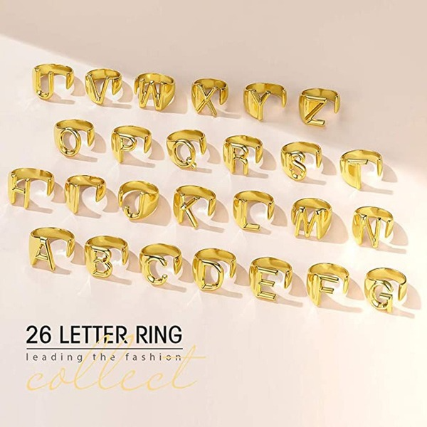 Bulk Jewelry Wholesale gold alloy English letter opening ring JDC-RS-RXZJ001 Wholesale factory from China YIWU China