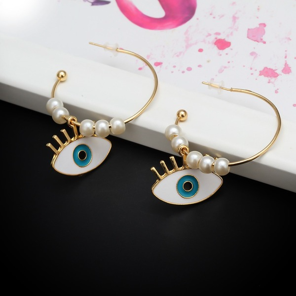 Bulk Jewelry Wholesale gold alloy evil's eye pearl earrings JDC-ES-BD003 Wholesale factory from China YIWU China