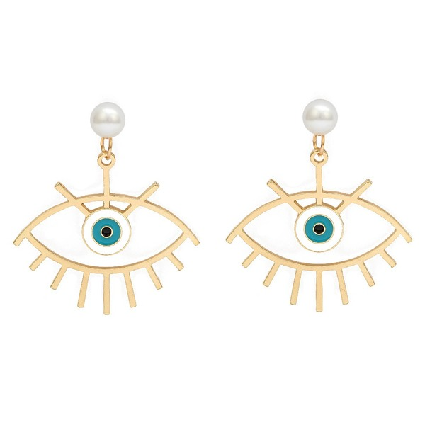 Bulk Jewelry Wholesale gold alloy evil's eye pearl earrings JDC-ES-BD003 Wholesale factory from China YIWU China