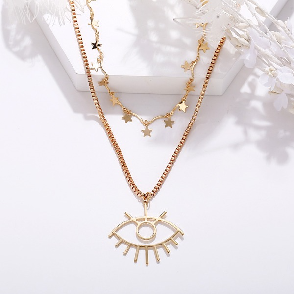 Bulk Jewelry Wholesale gold alloy eye pendant multi-layer Necklaces JDC-NE-RXF002 Wholesale factory from China YIWU China