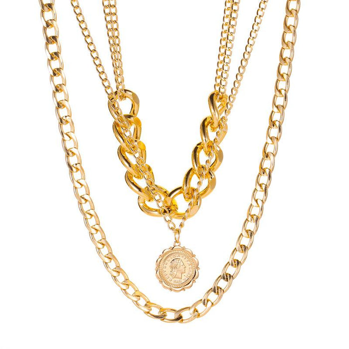 Bulk Jewelry Wholesale gold alloy face coin necklace JDC-NE-D675 Wholesale factory from China YIWU China