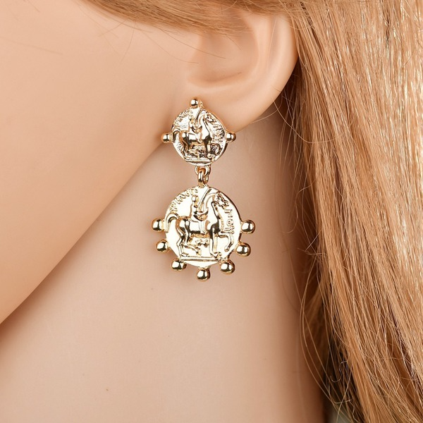 Bulk Jewelry Wholesale gold alloy figure relief Gold Earrings JDC-ES-bq090 Wholesale factory from China YIWU China