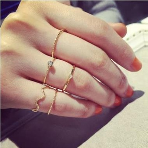 Bulk Jewelry Wholesale gold alloy five-piece set ring JDC-RS-RL001 Wholesale factory from China YIWU China