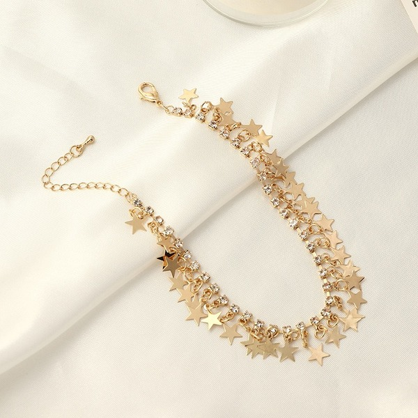 Bulk Jewelry Wholesale gold alloy five-pointed star pendant anklet JDC-AS-e048 Wholesale factory from China YIWU China