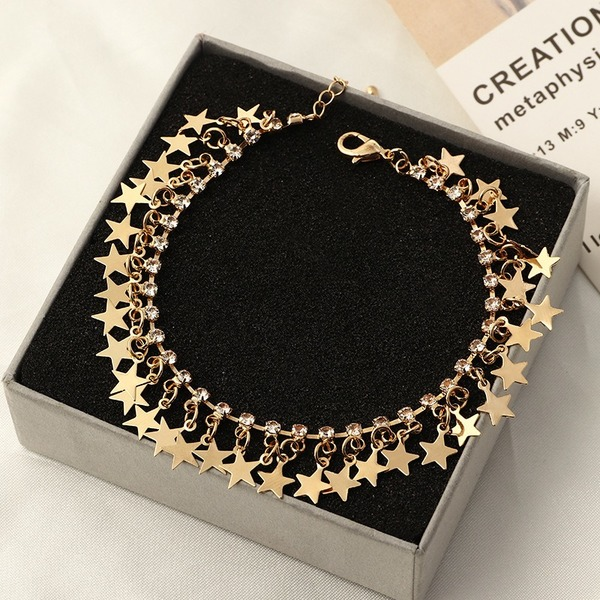 Bulk Jewelry Wholesale gold alloy five-pointed star pendant anklet JDC-AS-e048 Wholesale factory from China YIWU China
