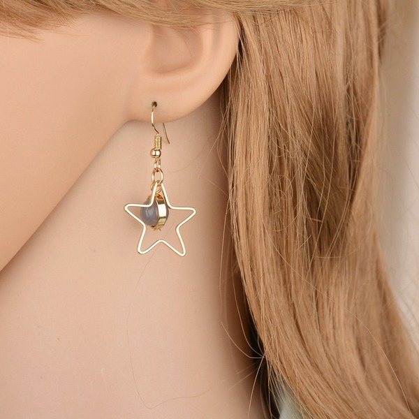 Bulk Jewelry Wholesale gold alloy five-pointed star round tassel Earrings JDC-ES-bq215 Wholesale factory from China YIWU China