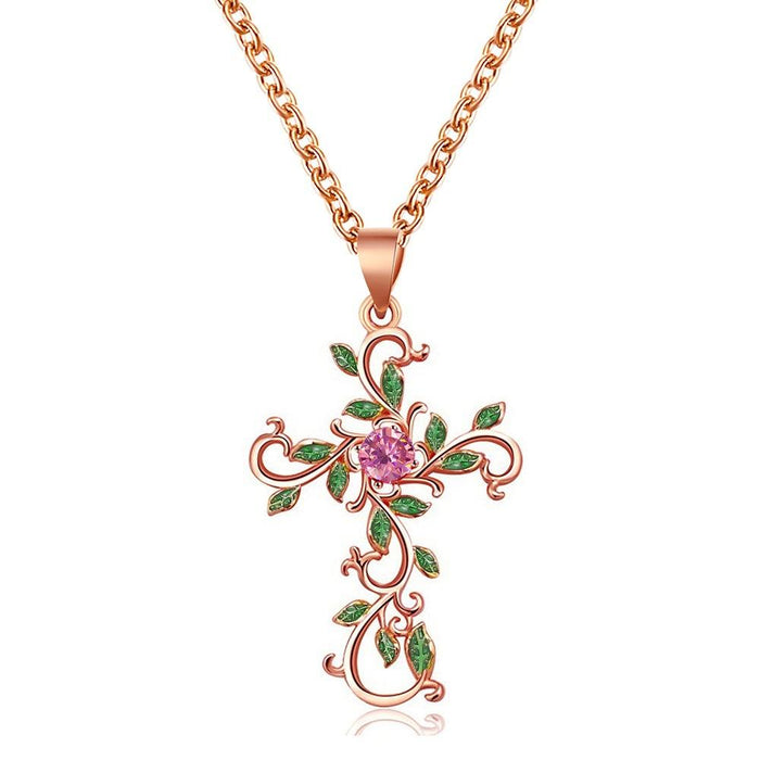 Bulk Jewelry Wholesale gold alloy flower cross necklace JDC-NE-D628 Wholesale factory from China YIWU China