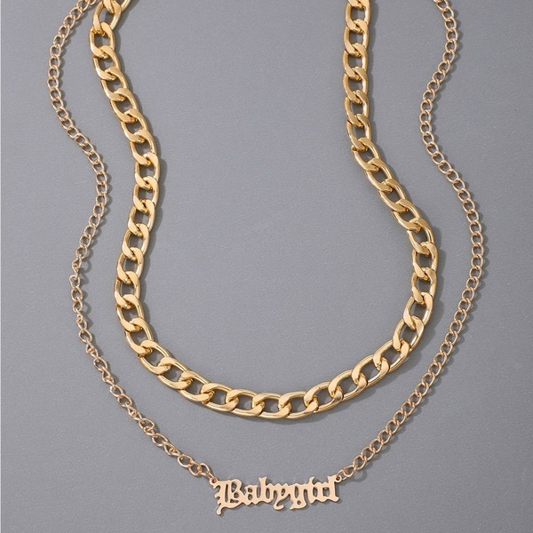 Bulk Jewelry Wholesale gold alloy flower letter hollow two-layer necklace JDC-NE-C028 Wholesale factory from China YIWU China