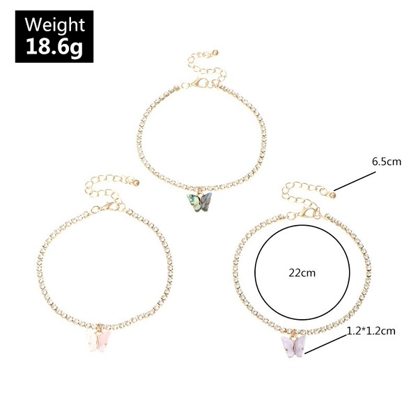 Bulk Jewelry Wholesale gold alloy full diamond butterfly anklet set JDC-AS-GSE005 Wholesale factory from China YIWU China