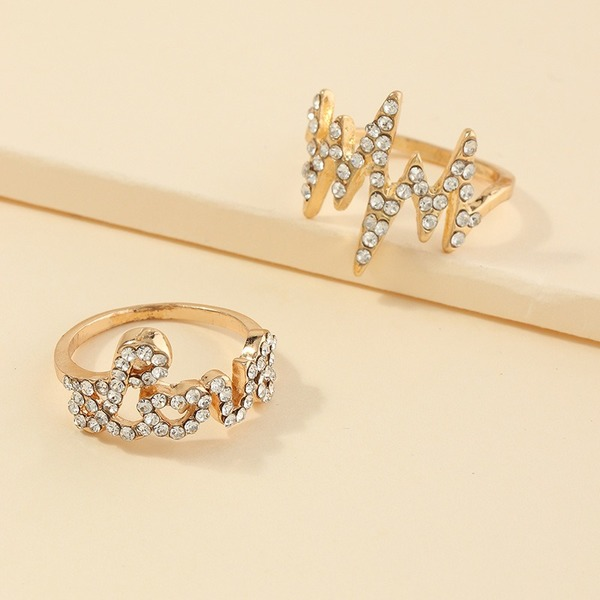 Bulk Jewelry Wholesale gold alloy full diamond letter love ring joint ring  JDC-RS-e041 Wholesale factory from China YIWU China