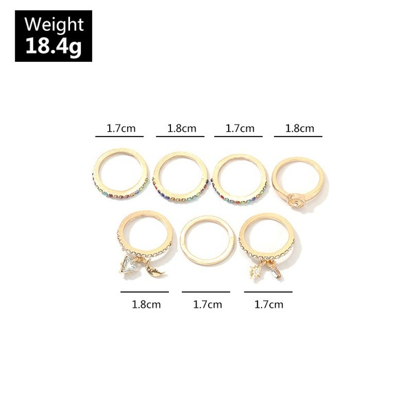 Bulk Jewelry Wholesale gold alloy geometric color-encrusted diamond sun moon set ring JDC-RS-e030 Wholesale factory from China YIWU China