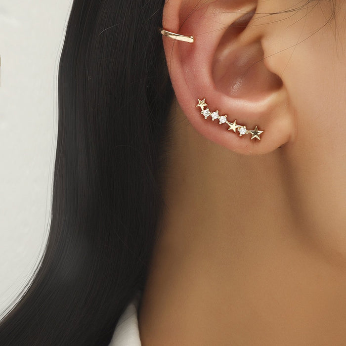 Wholesale gold alloy geometric pearl zircon earpieces without ear holes JDC-ES-RXD003 Earrings JoyasDeChina 01kc gold dz-523 Wholesale Jewelry JoyasDeChina Joyas De China