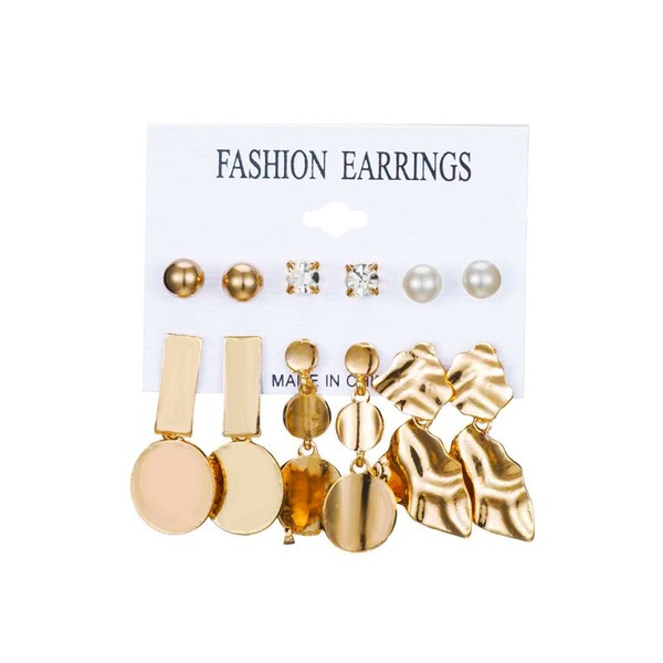 Bulk Jewelry Wholesale gold alloy geometric round piece ear nail girl JDC-ES-D307 Wholesale factory from China YIWU China