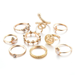 Bulk Jewelry Wholesale gold alloy geometric snake-shaped diamond leaves set of 9 rings JDC-RS-C083 Wholesale factory from China YIWU China