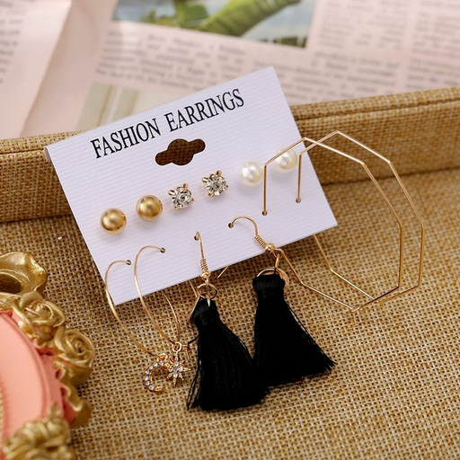 Bulk Jewelry Wholesale gold alloy geometric star moon tassel metal Earrings JDC-ES-F319 Wholesale factory from China YIWU China
