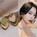 Bulk Jewelry Wholesale gold alloy green heart earrings JDC-ES-RL169 Wholesale factory from China YIWU China