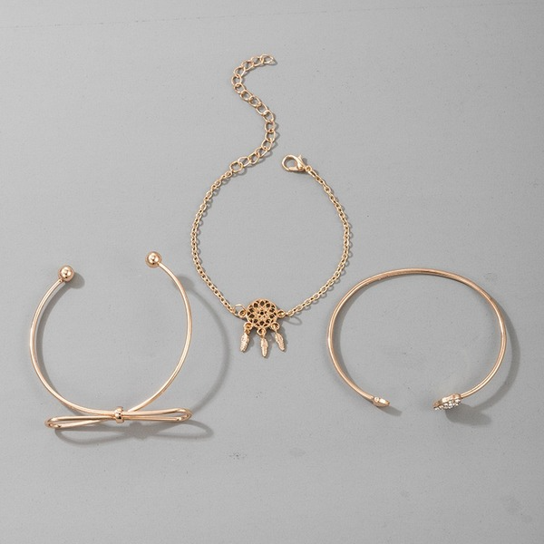 Bulk Jewelry Wholesale gold alloy heart-shaped bowknot mesh bracelet 3-piece set JDC-BT-C075 Wholesale factory from China YIWU China