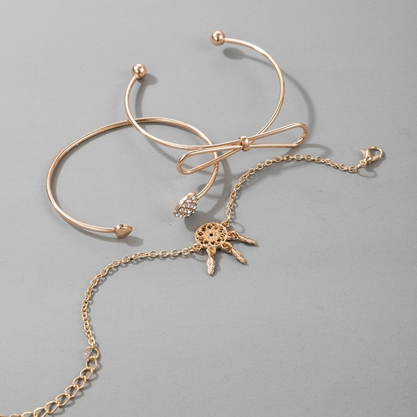Bulk Jewelry Wholesale gold alloy heart-shaped bowknot mesh bracelet 3-piece set JDC-BT-C075 Wholesale factory from China YIWU China