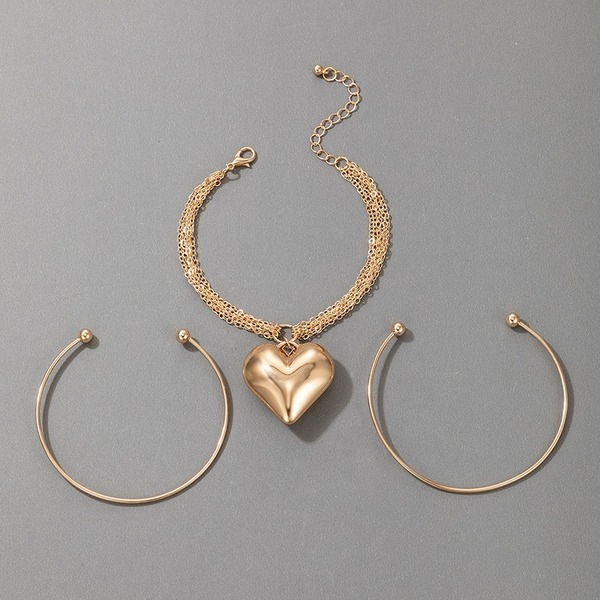 Bulk Jewelry Wholesale gold alloy heart-shaped love peach heart bracelet 3 sets JDC-BT-C046 Wholesale factory from China YIWU China
