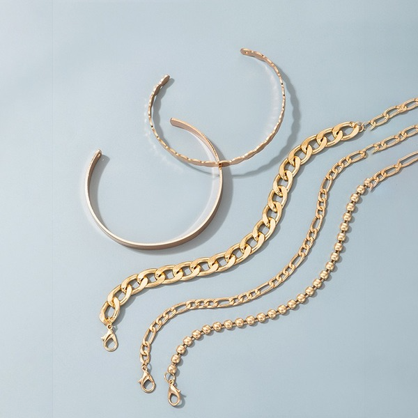Bulk Jewelry Wholesale gold alloy heavy metal geometric 5-piece bracelet JDC-BT-C053 Wholesale factory from China YIWU China