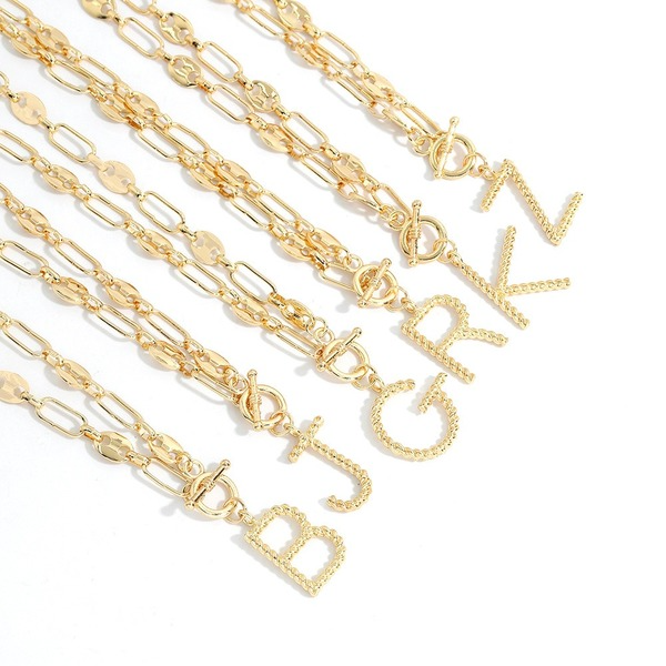 Bulk Jewelry Wholesale gold alloy hip-hop style 26 letter Necklaces JDC-NE-RXJQ001 Wholesale factory from China YIWU China