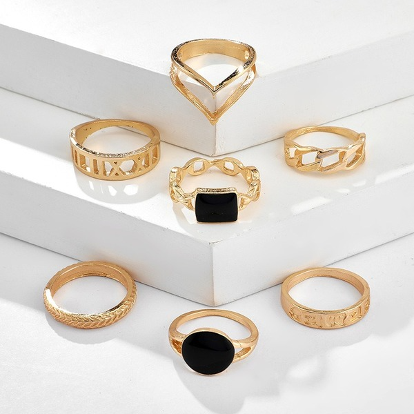 Bulk Jewelry Wholesale gold alloy hollow black drip ring set JDC-RS-C085 Wholesale factory from China YIWU China