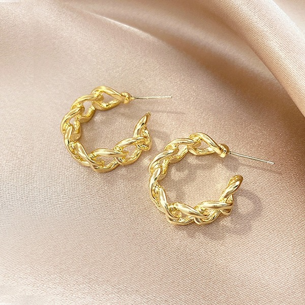 Bulk Jewelry Wholesale gold alloy hollow chain Earrings JDC-ES-sf041 Wholesale factory from China YIWU China