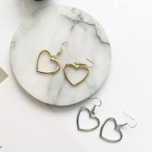 Bulk Jewelry Wholesale gold alloy hollow geometric heart-shaped love earrings JDC-ES-RL032 Wholesale factory from China YIWU China