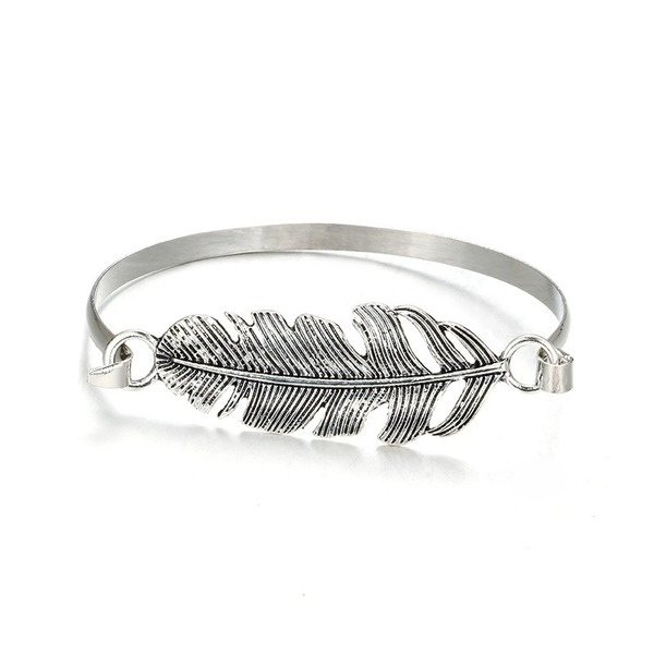 Bulk Jewelry Wholesale gold alloy hollow metal mesh version feather bracelet JDC-BT-C072 Wholesale factory from China YIWU China