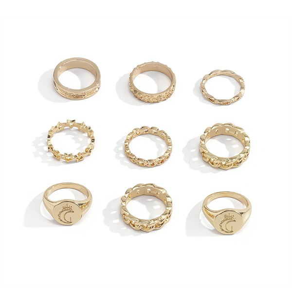 Bulk Jewelry Wholesale gold alloy hollow moon ring female JDC-RS-RXXR001 Wholesale factory from China YIWU China