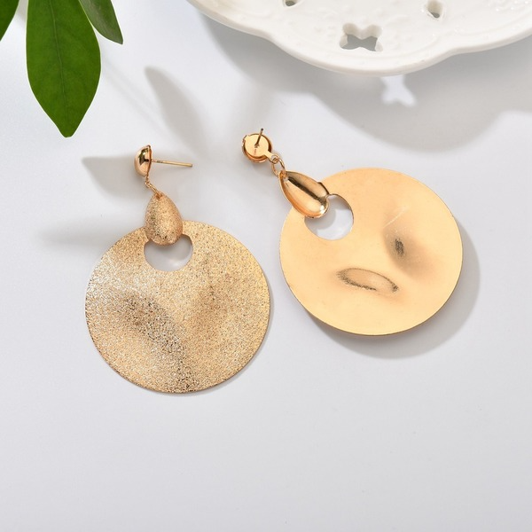 Bulk Jewelry Wholesale gold alloy hollow sequin asymmetric Earrings JDC-ES-bq208 Wholesale factory from China YIWU China
